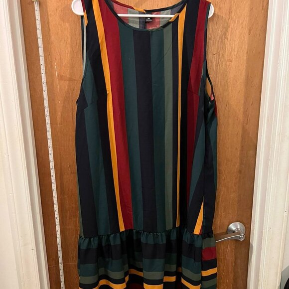 🐻Size 2XL - Shein - Multi-Colored Striped Sleeveless Shift Dress - Picture 1 of 6